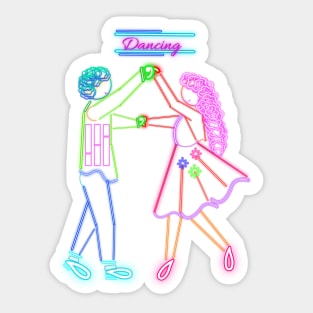 Neon Dancing Couple Sticker